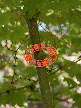 Vibrant Vintage 1960s Orange and Pink Floral Brooch